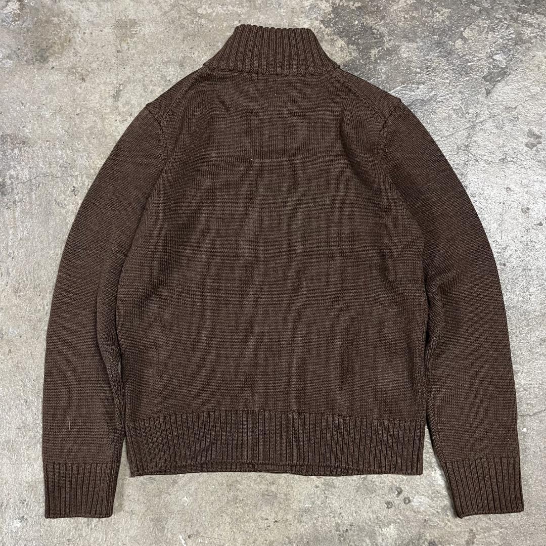 鎌倉シャツ スタンドカラー ウール カーディガン 46 ブラウン