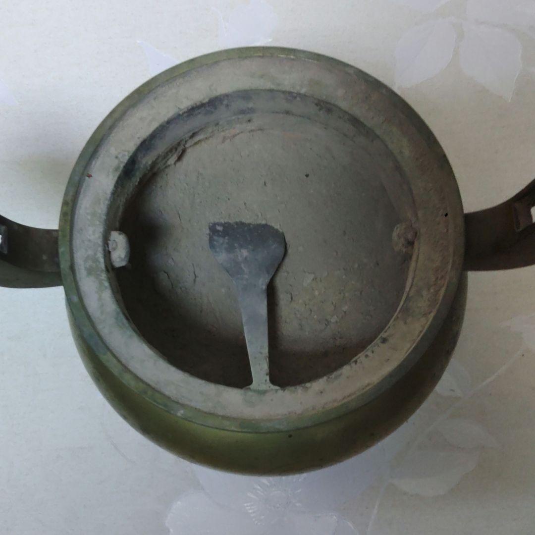 香炉　寺院仏具　獅子摘双耳三足香炉　真鍮製　金属工芸　ミ10