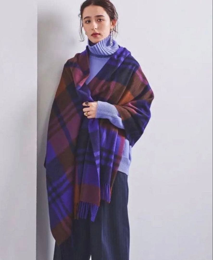 Joshua Ellis カシミヤ大判ストール　パープル　CPG 50717