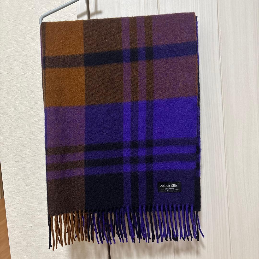 Joshua Ellis カシミヤ大判ストール　パープル　CPG 50717