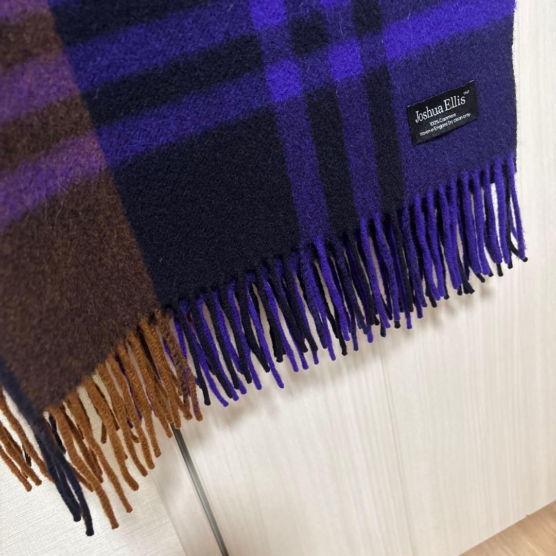 Joshua Ellis カシミヤ大判ストール　パープル　CPG 50717