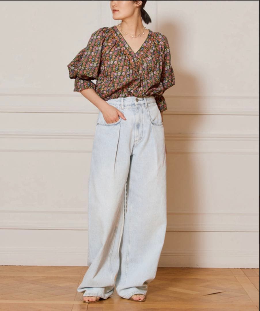 IENA LA BOUCLE LIBERTY プリントブラウス ピンク