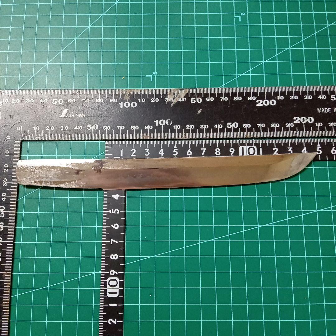 【ナイフ加工用玉鋼/合法サイズ】無銘脇差/錆身日本刀切先部分残欠※刃引き済み※