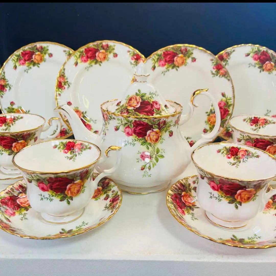 ロイヤルアルバート  オールドカントリーローズ　４人用　ポットセット