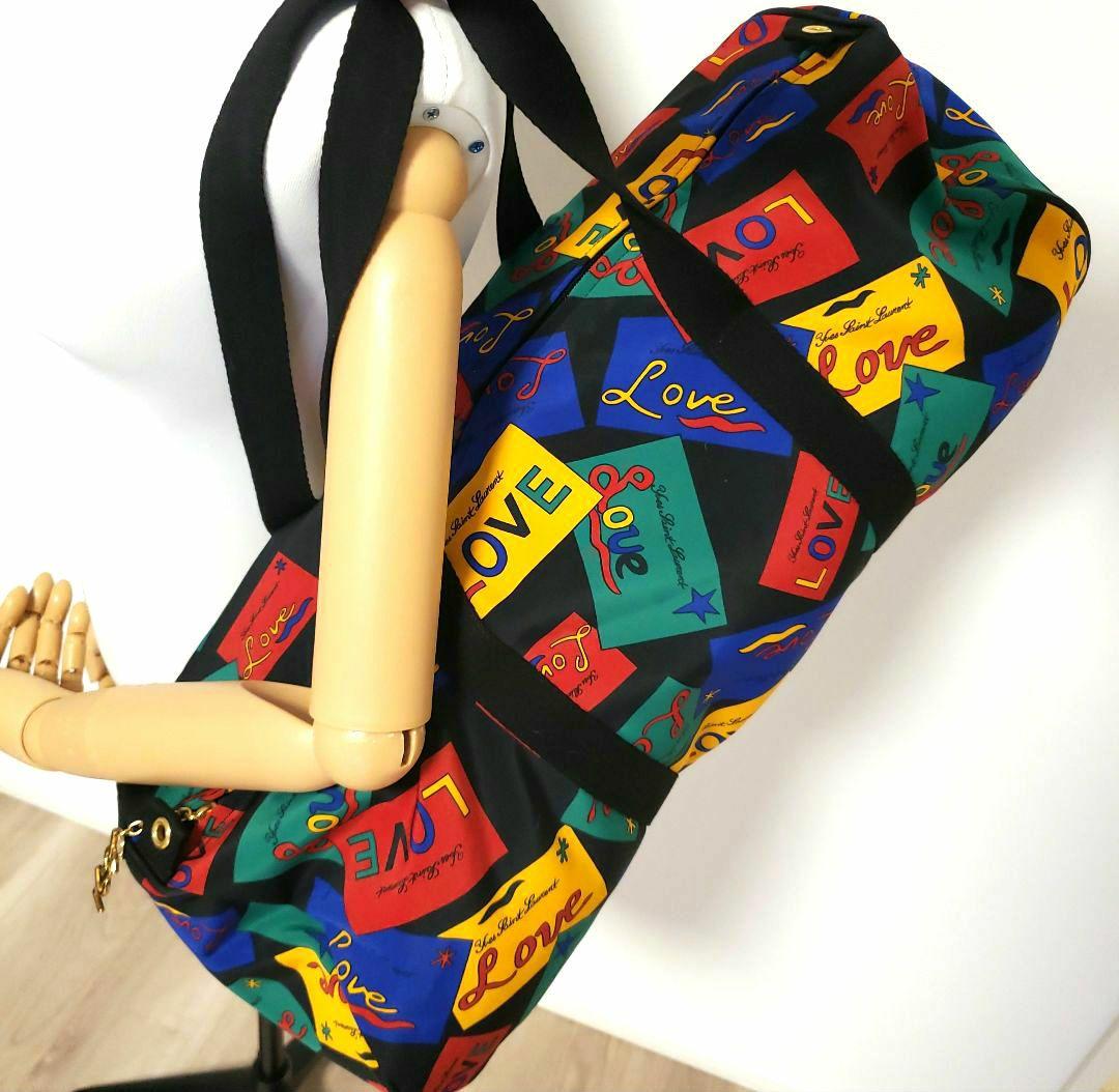 美品 サンローラン ドラムバック LOVE柄 ヴィンテージ ゴールド金具