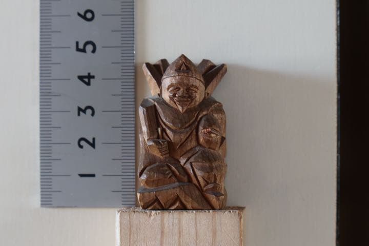 小さな木彫り恵比寿様　木彫　恵比寿　古道具