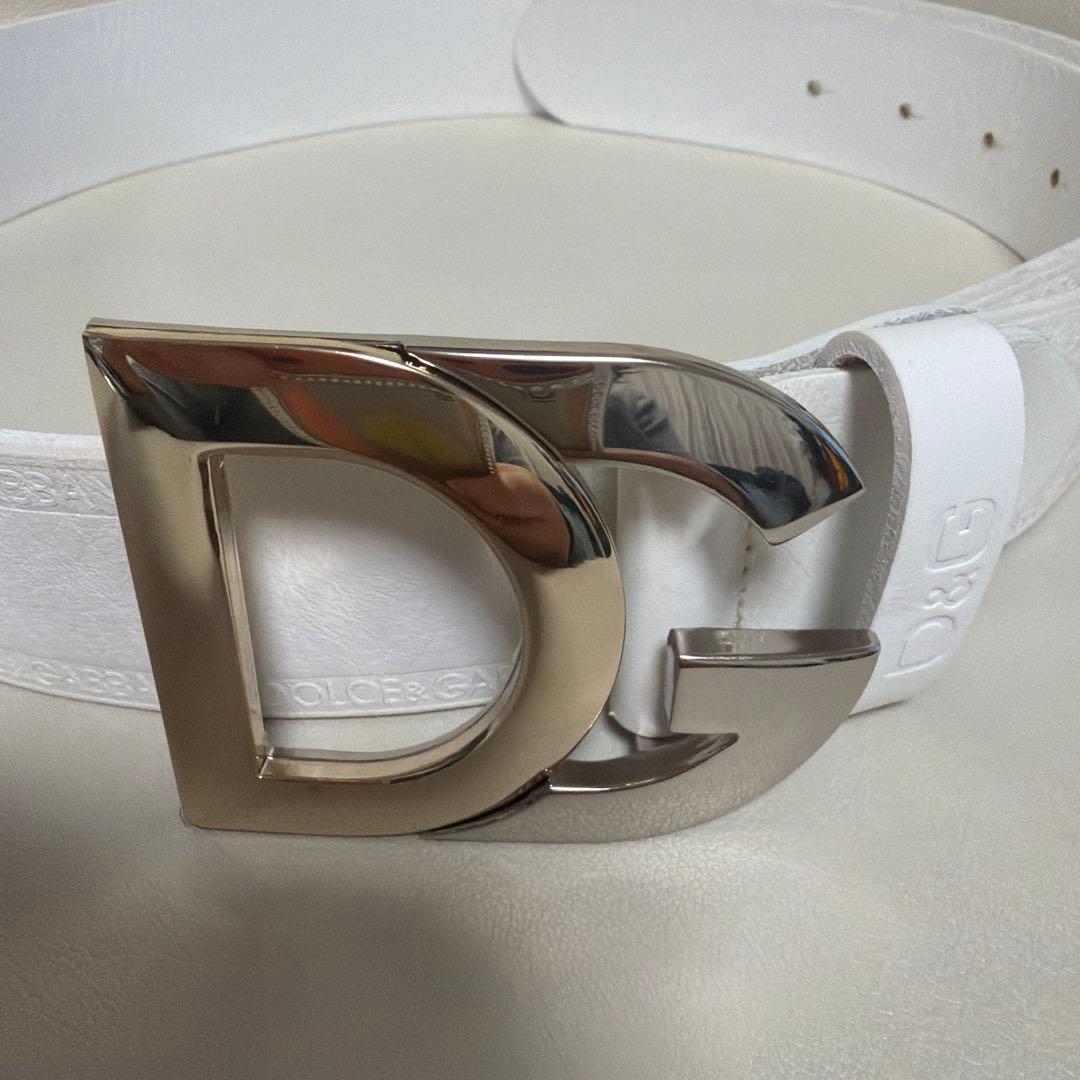 美品✨D&G ホワイトレザーベルト