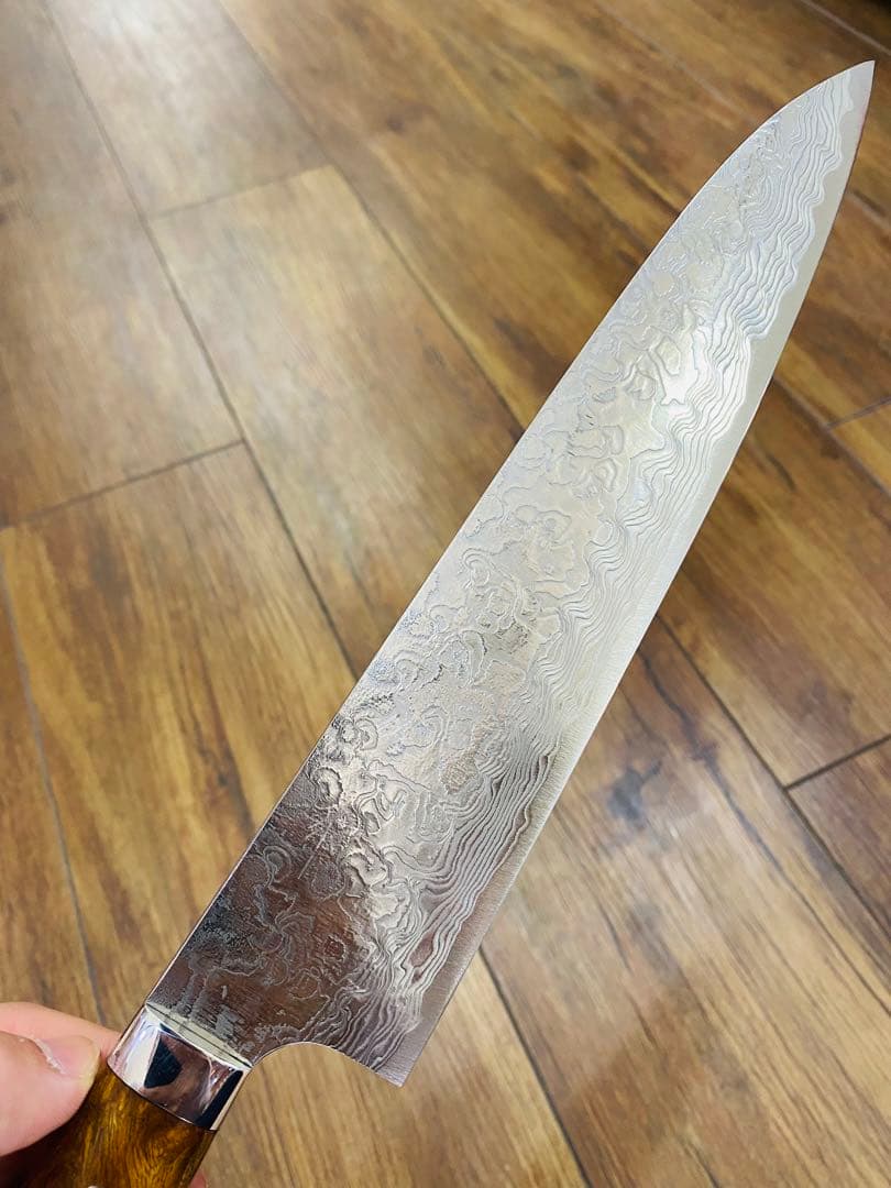 佐治武士 R2 ダイヤモンドフィニッシュ 牛刀 アイアンウッド 24cm