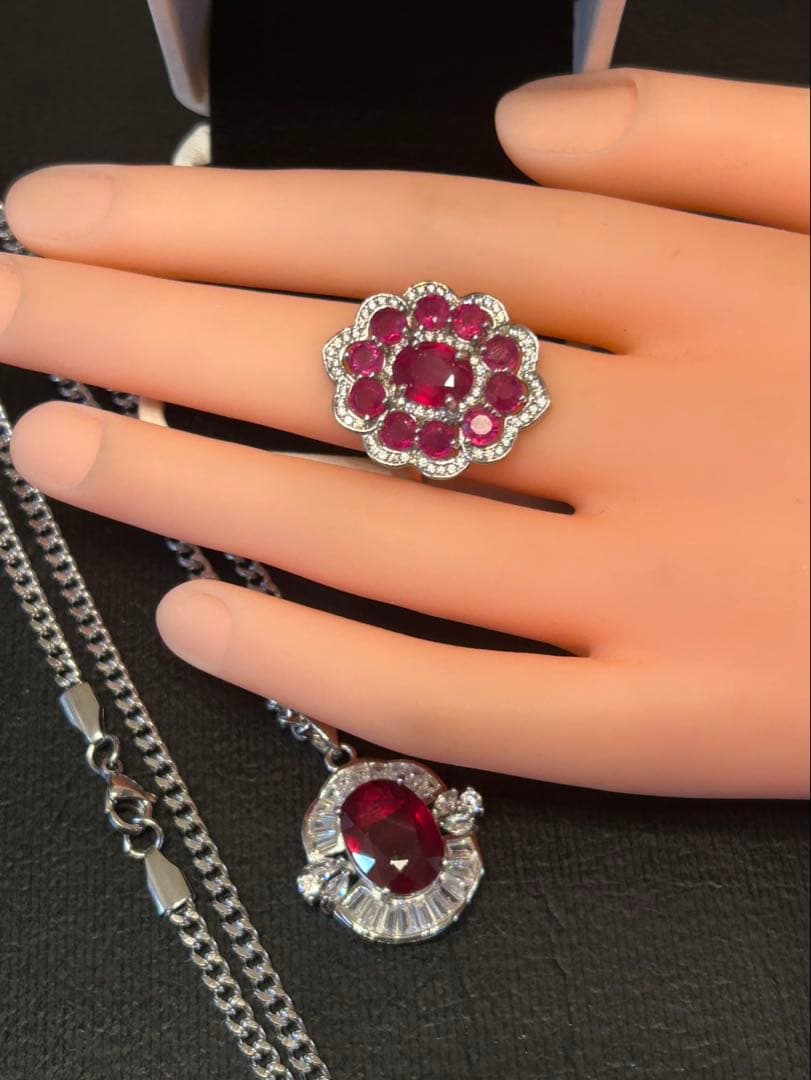☆*ね様 天然石ルビーデザインリング＆ネックレスのサイズ限定セット13号