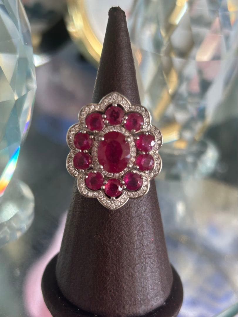 ☆*ね様 天然石ルビーデザインリング＆ネックレスのサイズ限定セット13号