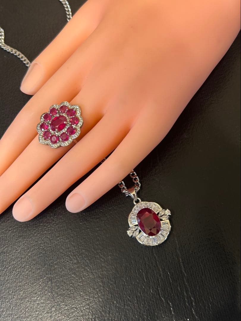 ☆*ね様 天然石ルビーデザインリング＆ネックレスのサイズ限定セット13号