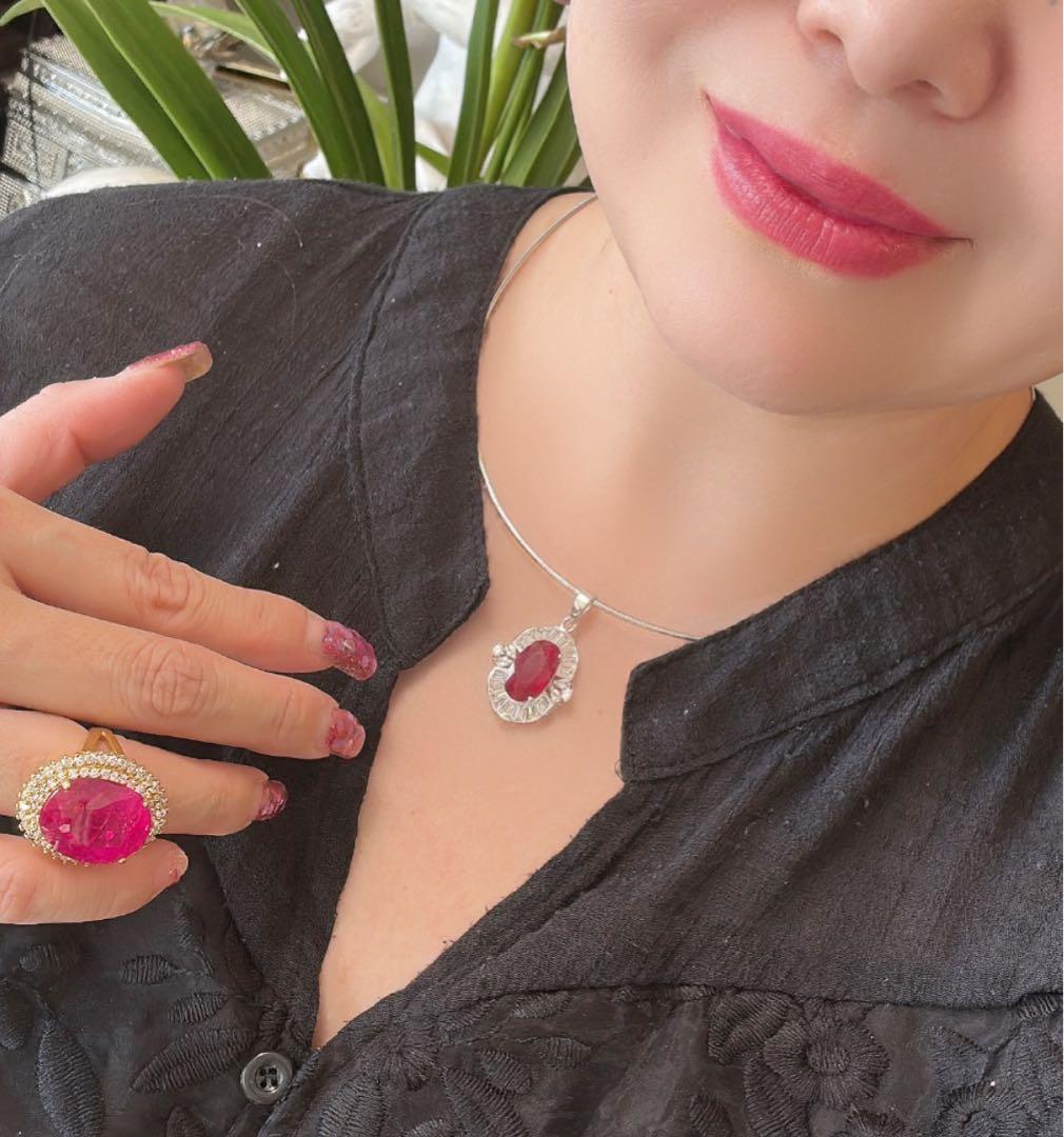 ☆*ね様 天然石ルビーデザインリング＆ネックレスのサイズ限定セット13号