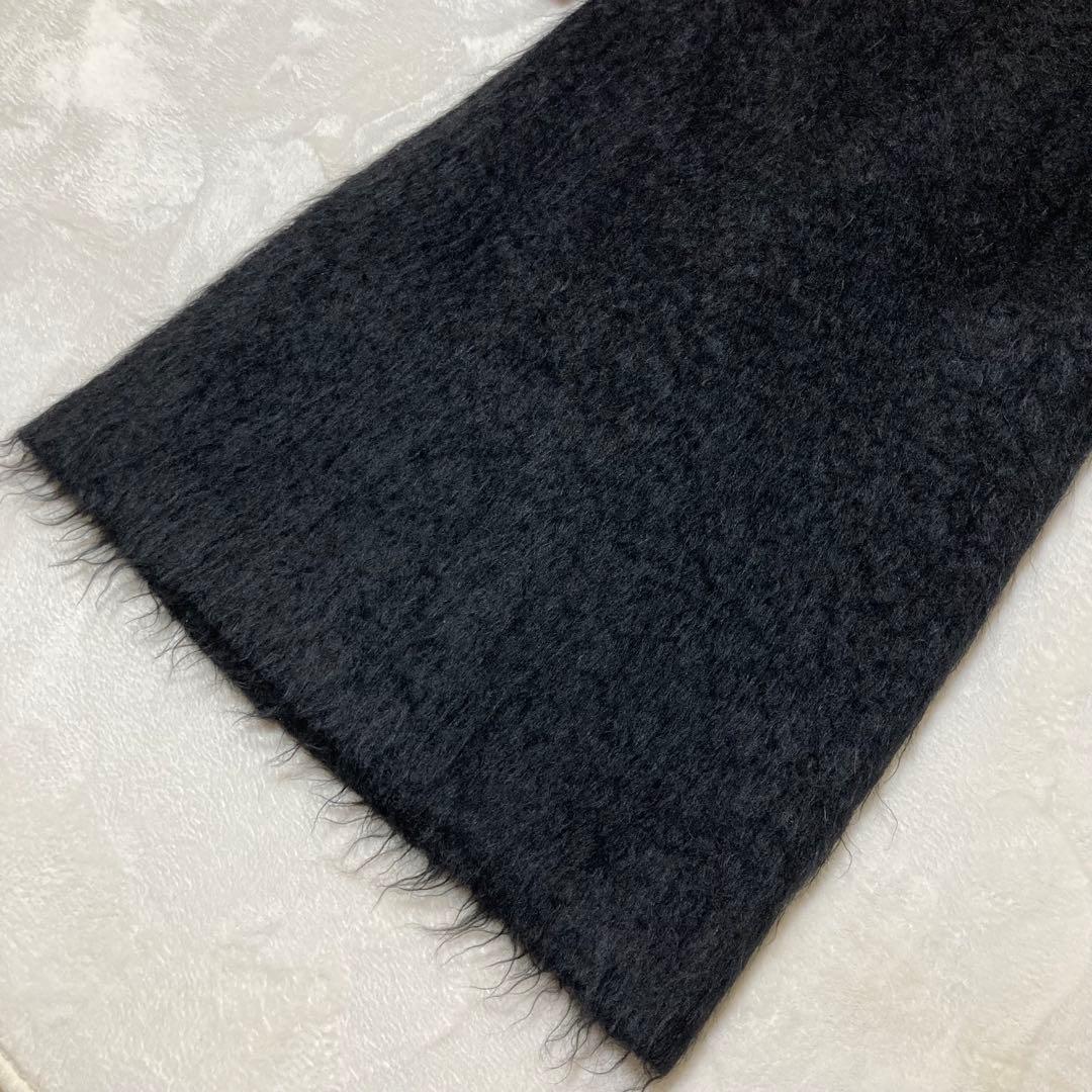 ジビラ✨シャギー マキシ丈 ロングコート　フード　黒　毛足長　スーパーロング