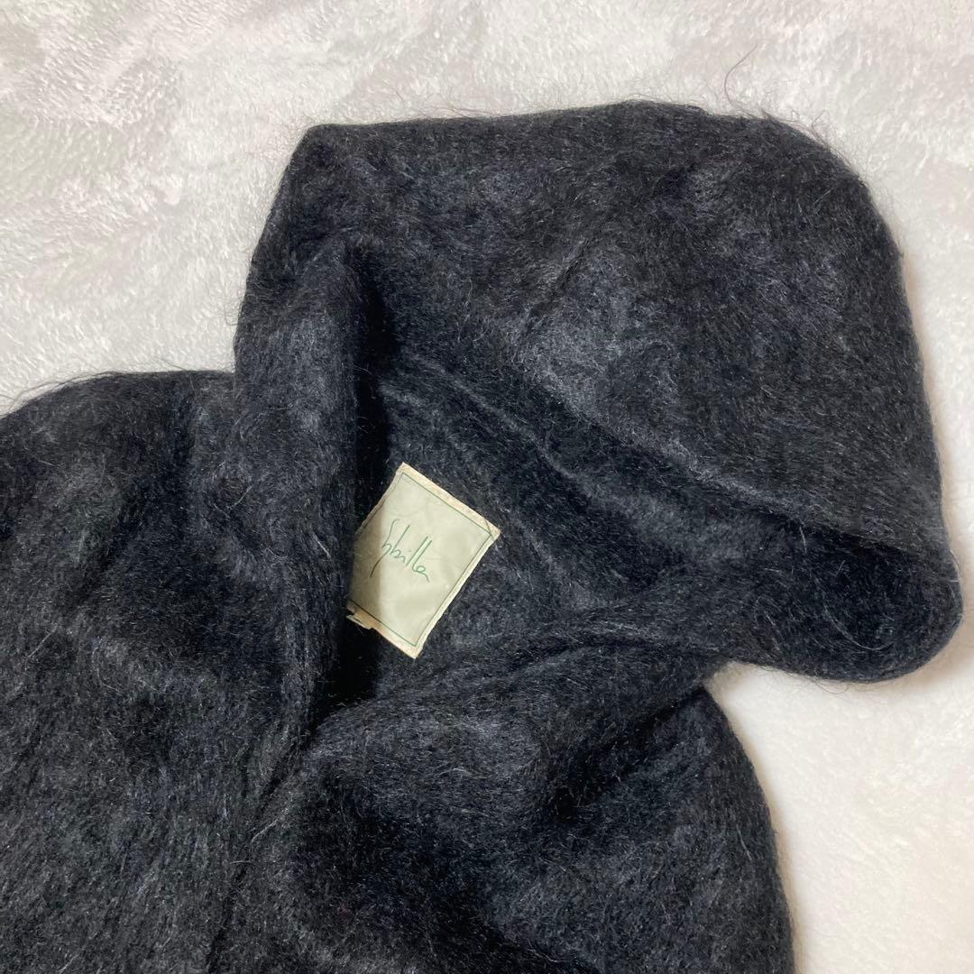 ジビラ✨シャギー マキシ丈 ロングコート　フード　黒　毛足長　スーパーロング