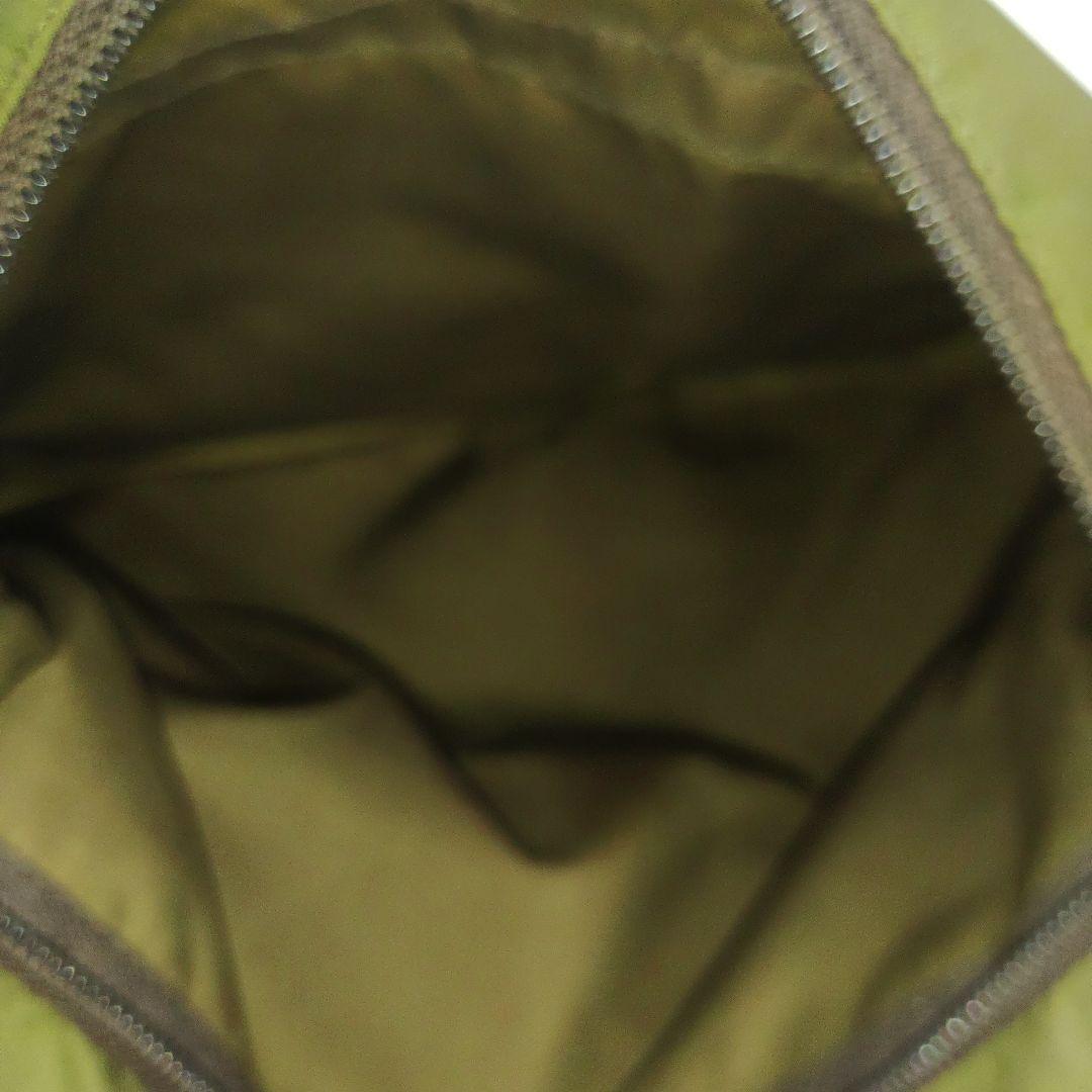 プラダ ショルダーバッグ レザー×ナイロン 三角ロゴ ベルト グリーン系