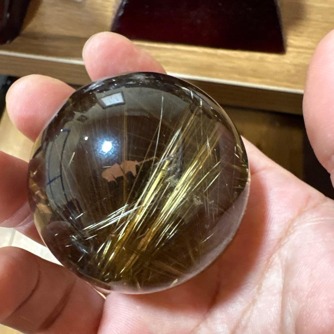 【極上品】コレクション級　ゴールドルチルスフィア 丸玉　約5cm 鑑別書付