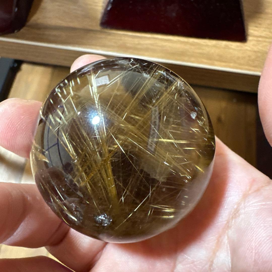 【極上品】コレクション級　ゴールドルチルスフィア 丸玉　約5cm 鑑別書付