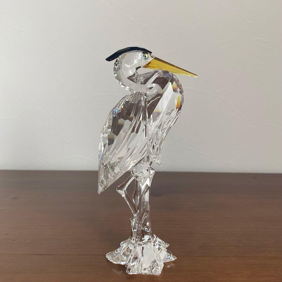 【訳あり】SWAROVSKI スワロフスキー クリスタル サギ 置物