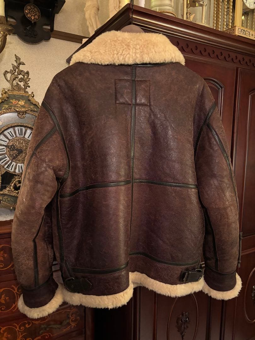 WINDARMOR B-3 本革 ボンバージャケット ブラウン ムートン M