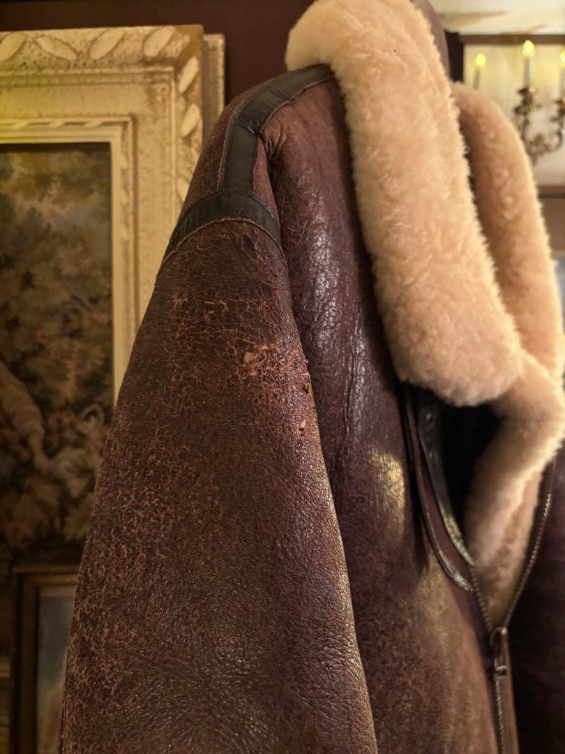 WINDARMOR B-3 本革 ボンバージャケット ブラウン ムートン M