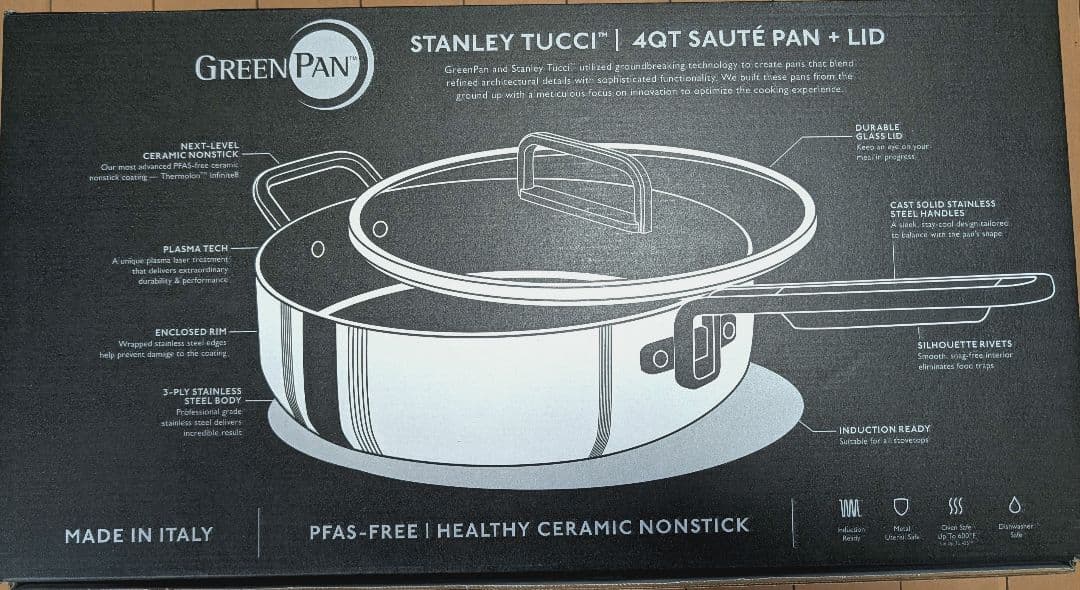 ★グリーンパン★TUCCIコレクション 深型フライパン ガラス蓋付き 26cm