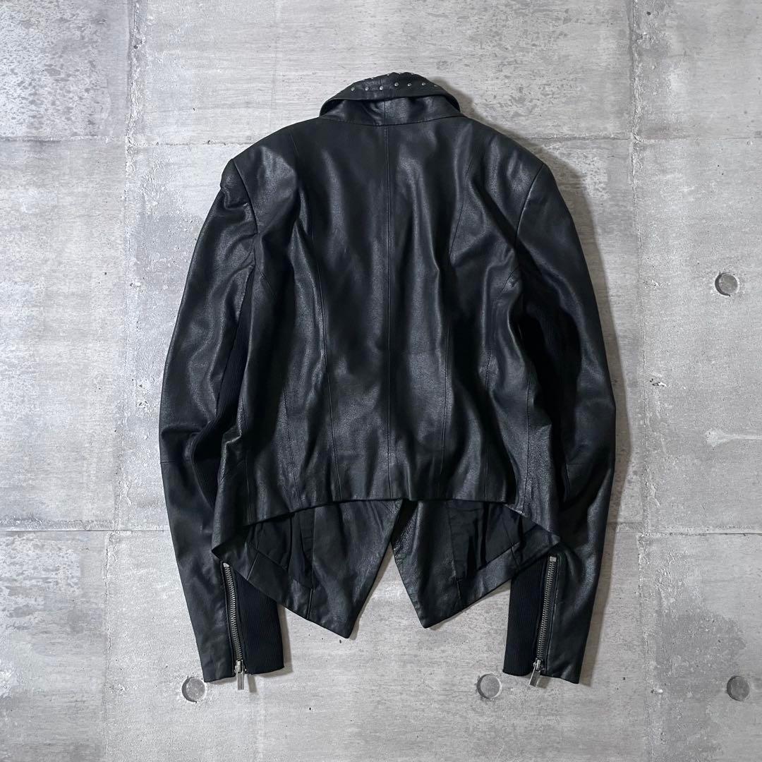 y2k opium レザーライダースジャケット 変形 スタッズ ギミック 00s
