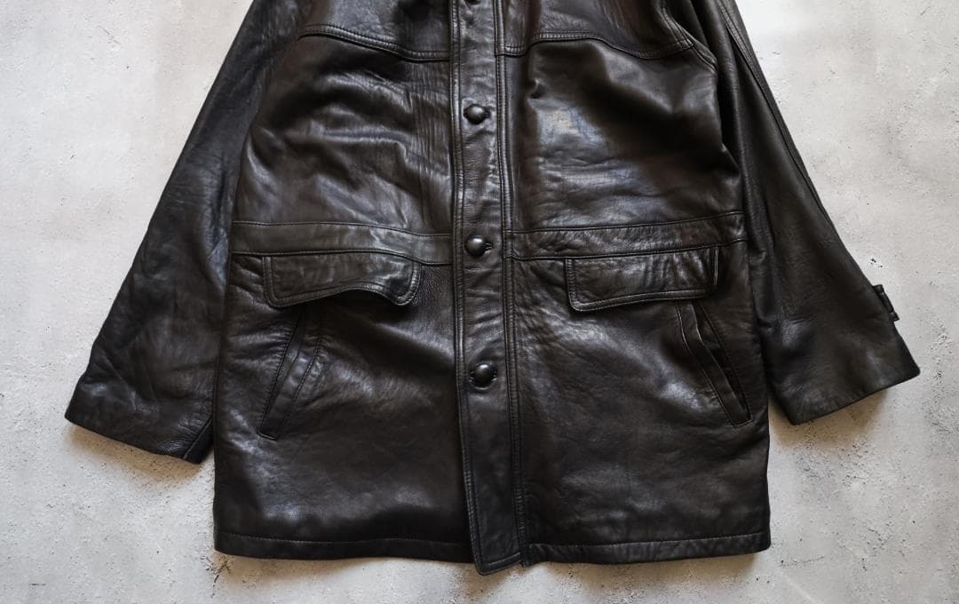 【90s】カーコート ビンテージ レザー ブラック 牛革
