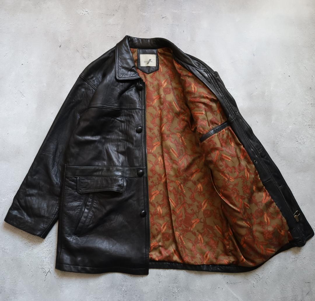 【90s】カーコート ビンテージ レザー ブラック 牛革