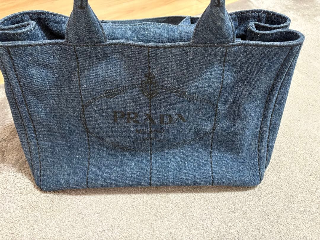 PRADA デニム トートバッグ ダークブルー