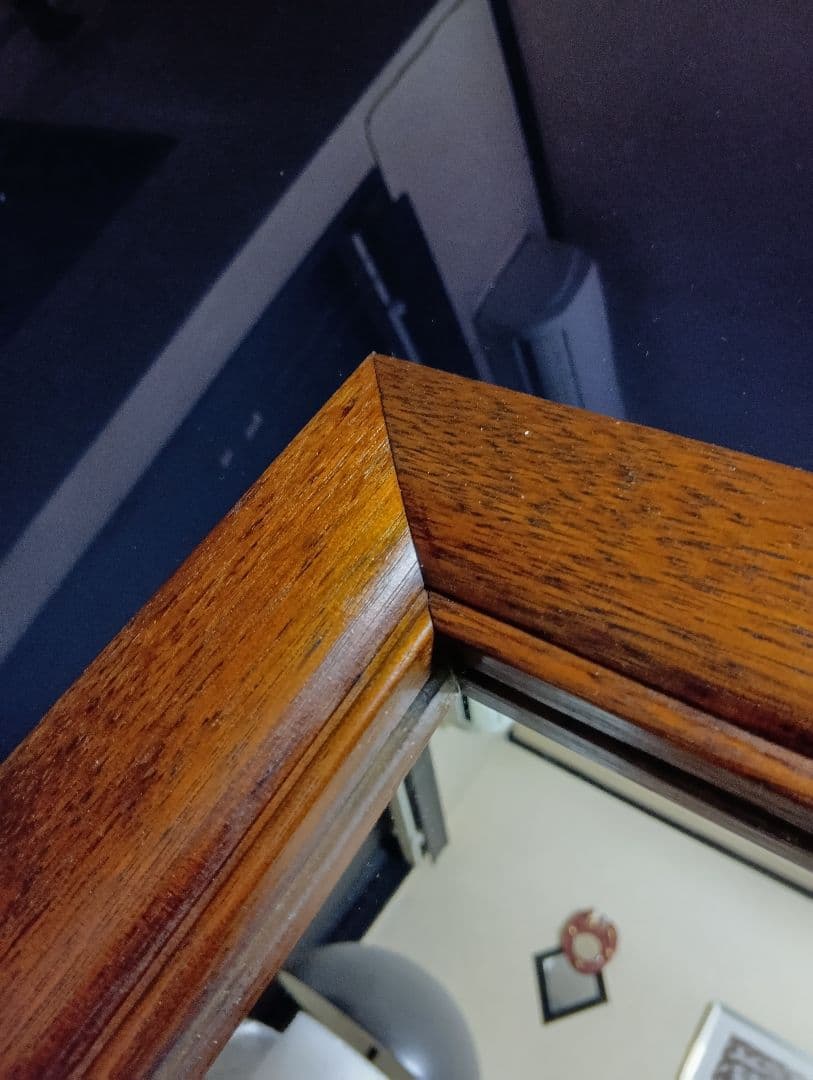 希少　1960's　デンマーク　チーク　無垢材　ラウンドフレーム　ミラー