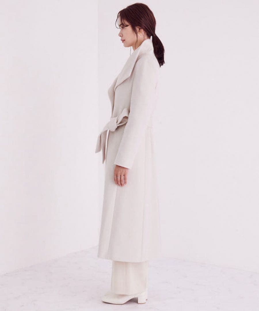 美品 ROPE プレミアムカシミヤショールカラーコート カシミヤ ベルト 38