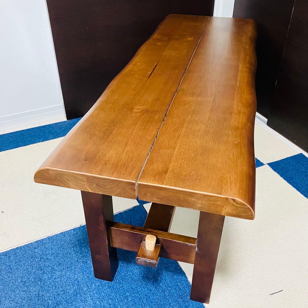 【美品】木製ベンチ ダイニングチェア タモ材 幅105cm 2人掛け 椅子 天然