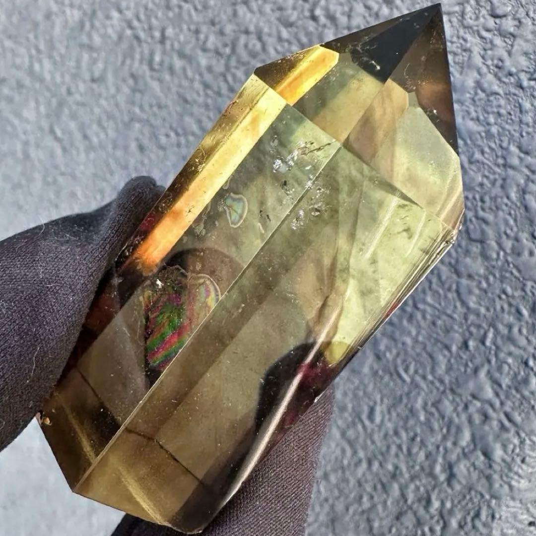 【開運 魔除】絶品❗️レインボー煙水晶スモーキーシトリン六角柱ファントムA1530