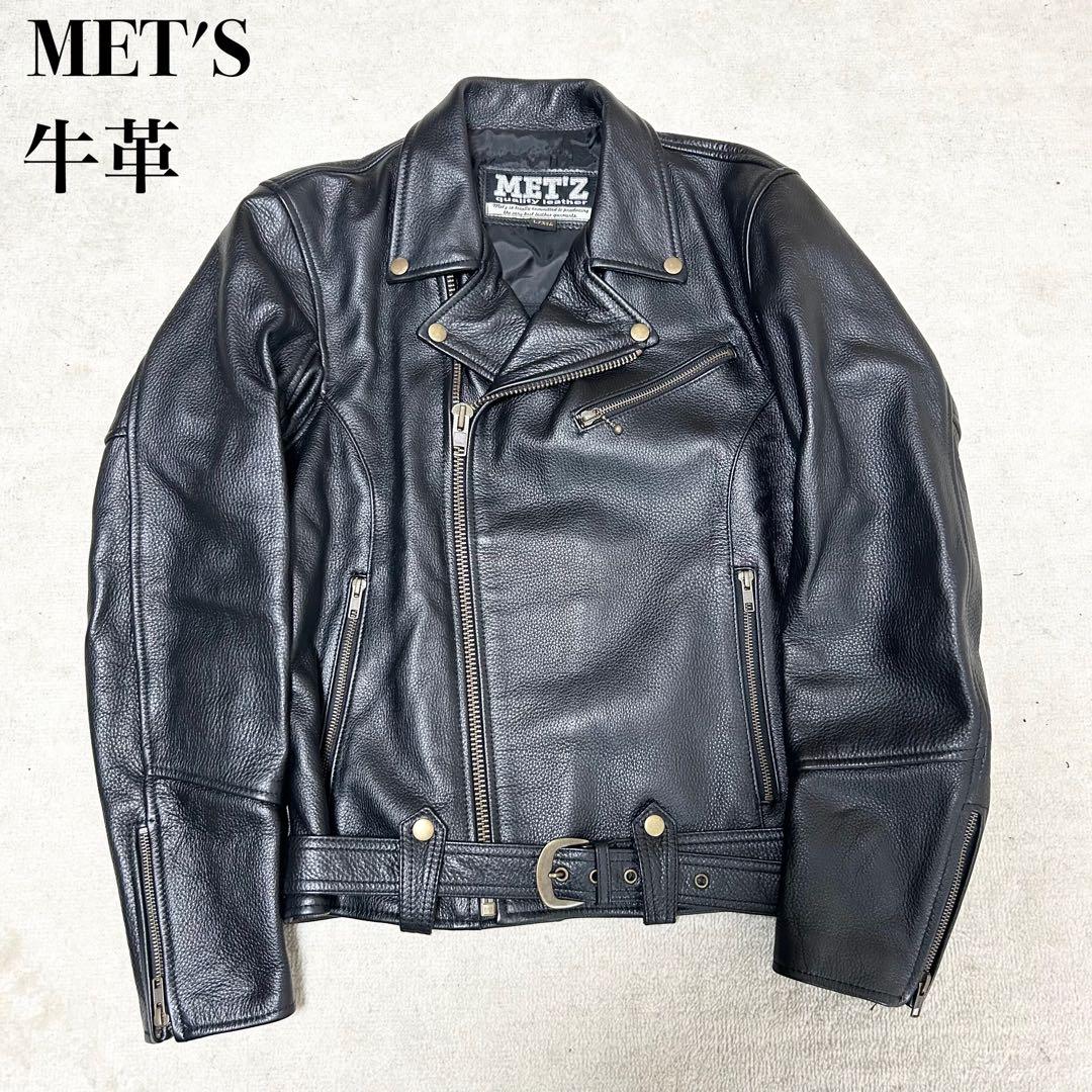 極美品　MET'Z ダブルライダースジャケット　カウレザー　牛革　黒　ブラック