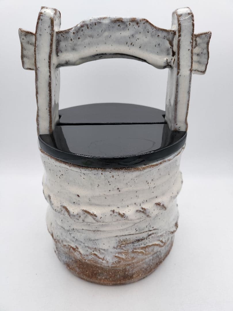 c912 水指 萩手桶割蓋付 司希衛門 木箱 茶道具 古物