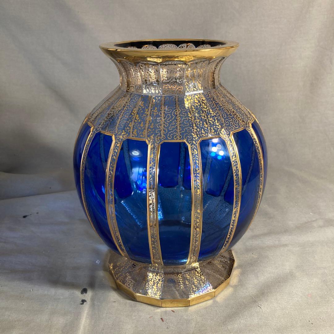 【クローバージジさん専用】ボヘミアグラス　王室御用達　モーゼル社　クリスタル花瓶