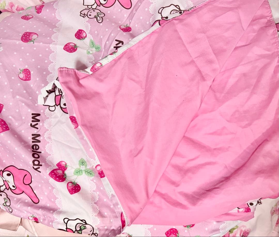 マイメロディー　いちご柄　シングルサイズ　掛け布団カバー　ピンク