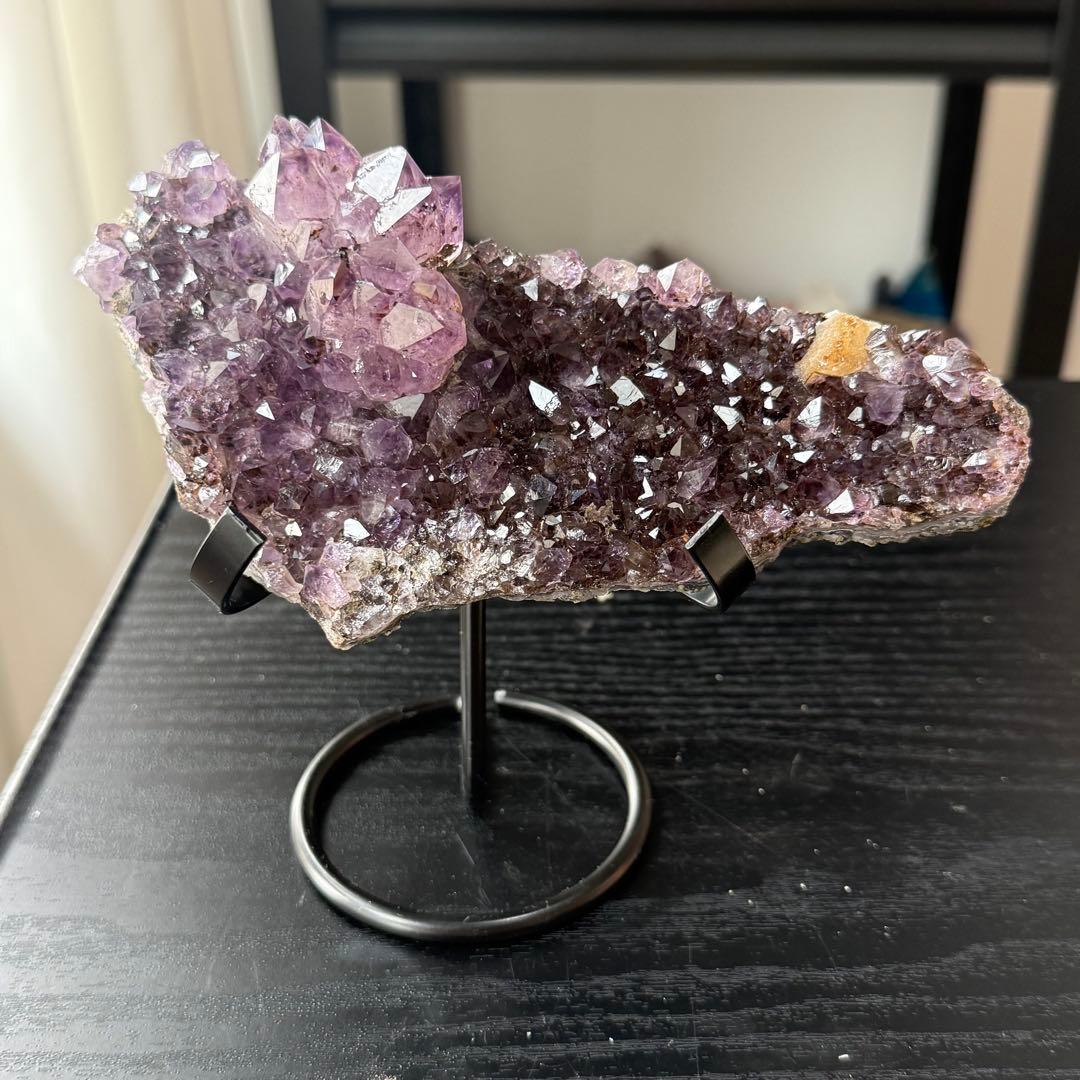 天然石タイチンルチルクォーツ共生アメジストの原石　置物　鉱物NO.011408
