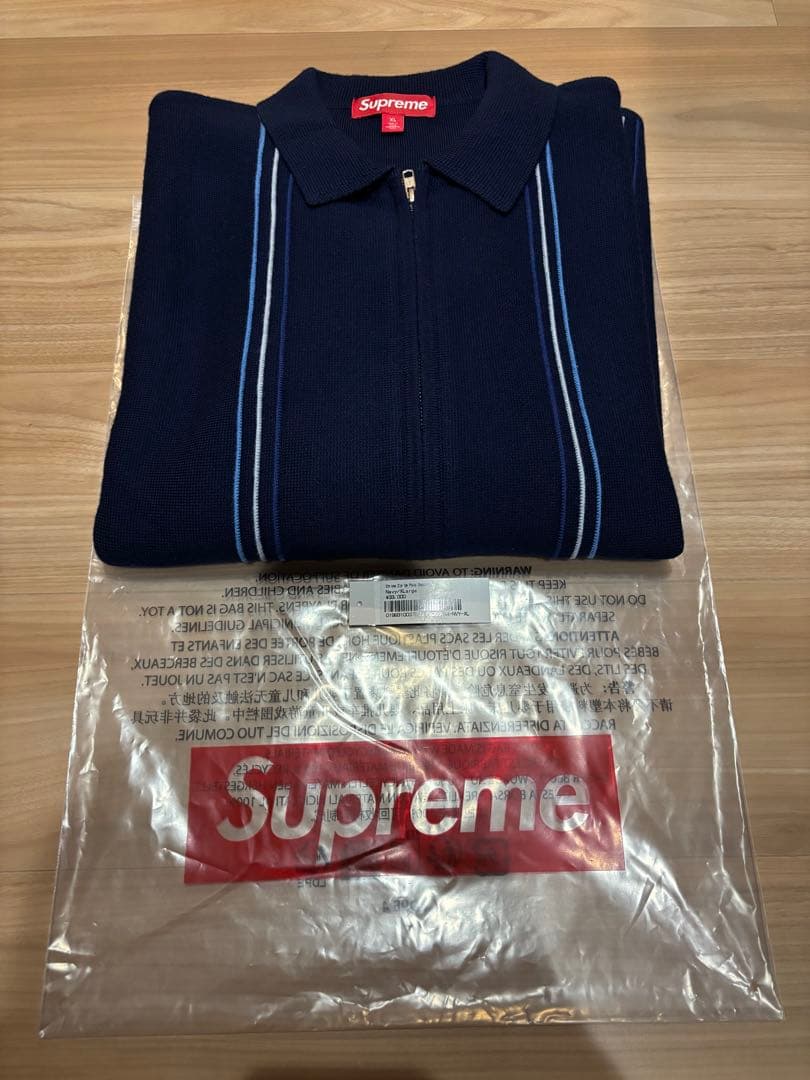 トップス Supreme Stripe Zip Up Polo Sweater