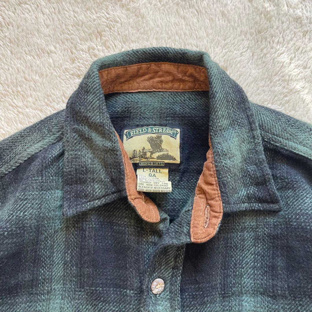 90s Vintage 古着　高級感　オンブレ　チェックシャツ　グリーン