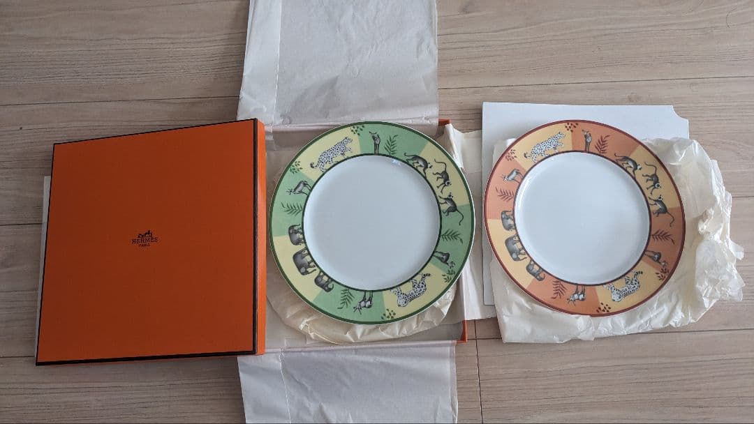 HERMES AFRiCA エルメス アフリカ プレート オレンジ＆グリーン