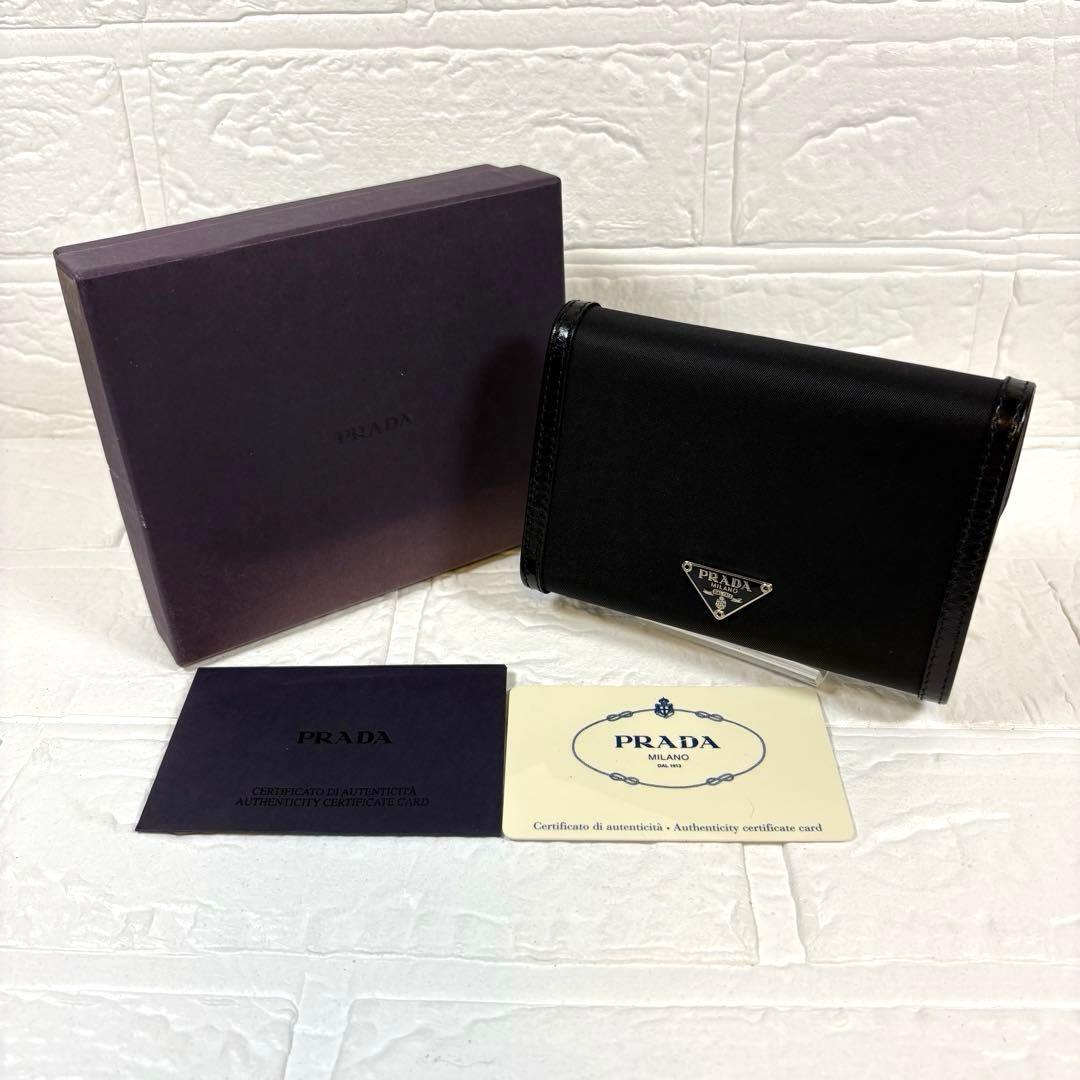 ☆【箱ギャランティー付き】プラダ PRADA 折り財布 リボン ブラック