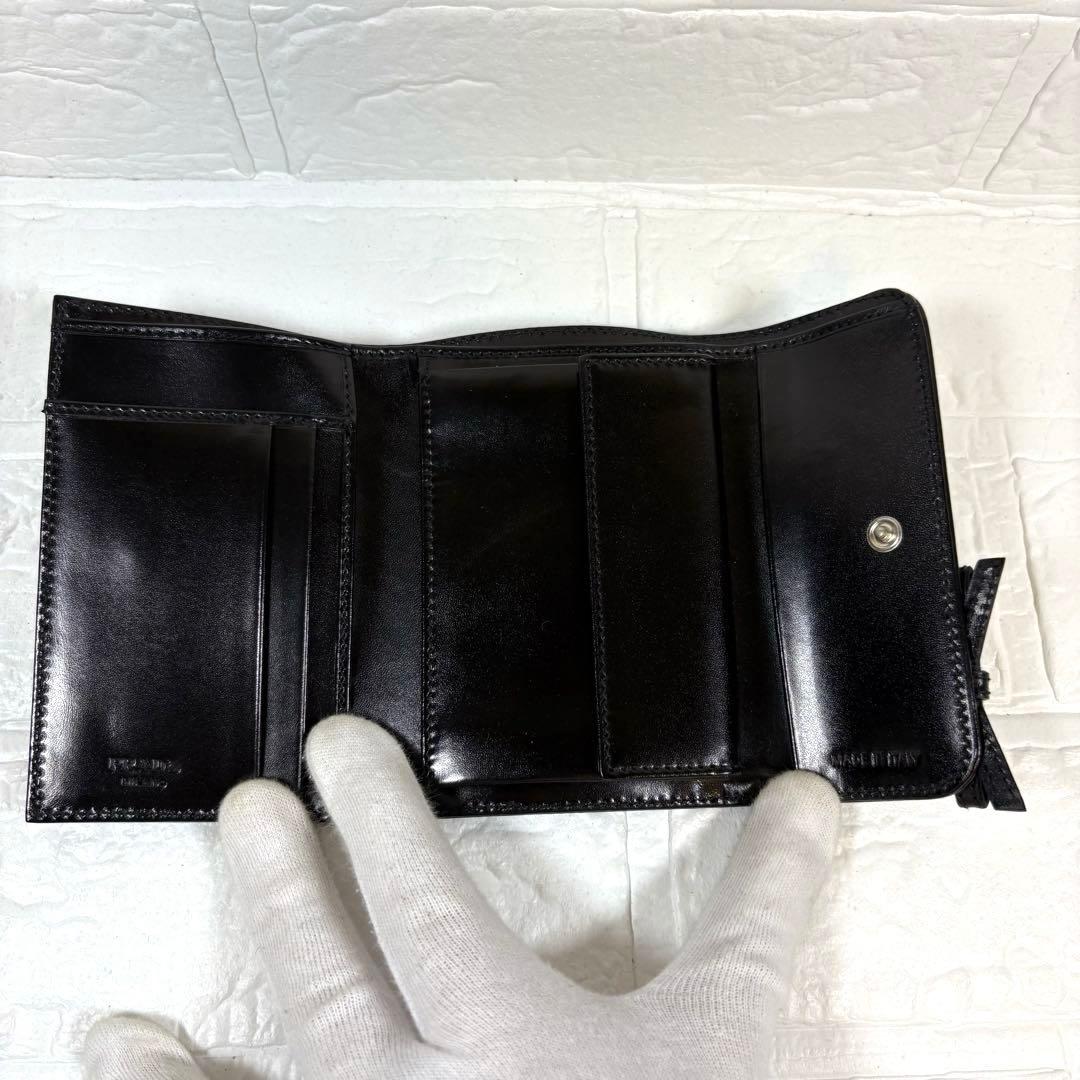 ☆【箱ギャランティー付き】プラダ PRADA 折り財布 リボン ブラック