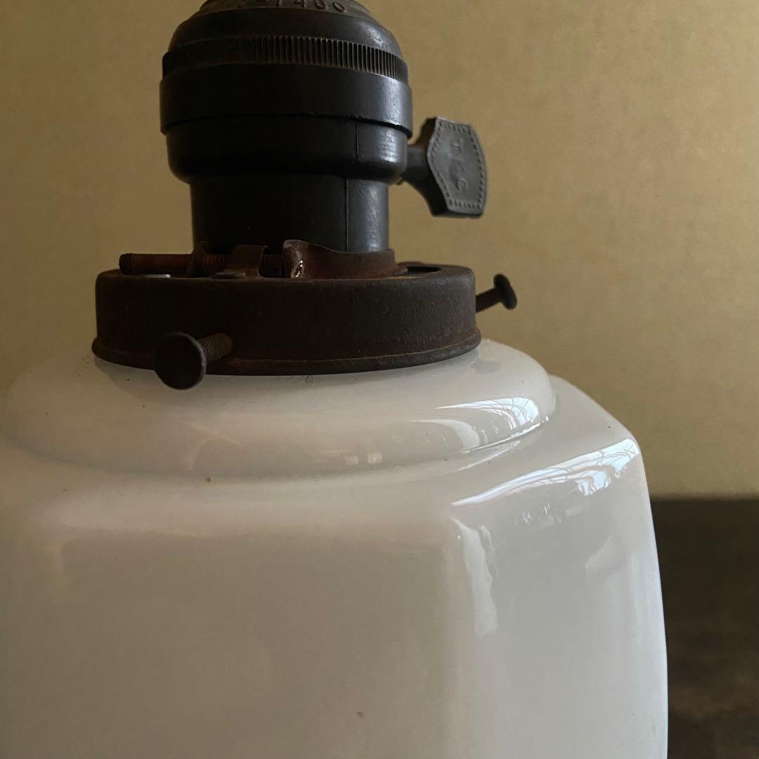 大正ロマン　アンティーク照明　乳白ガラス　八角シェード　レトロ