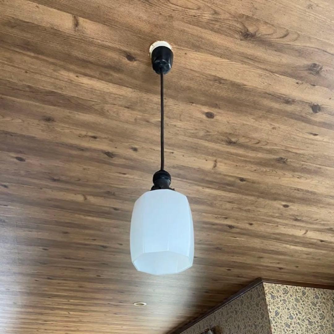 大正ロマン　アンティーク照明　乳白ガラス　八角シェード　レトロ