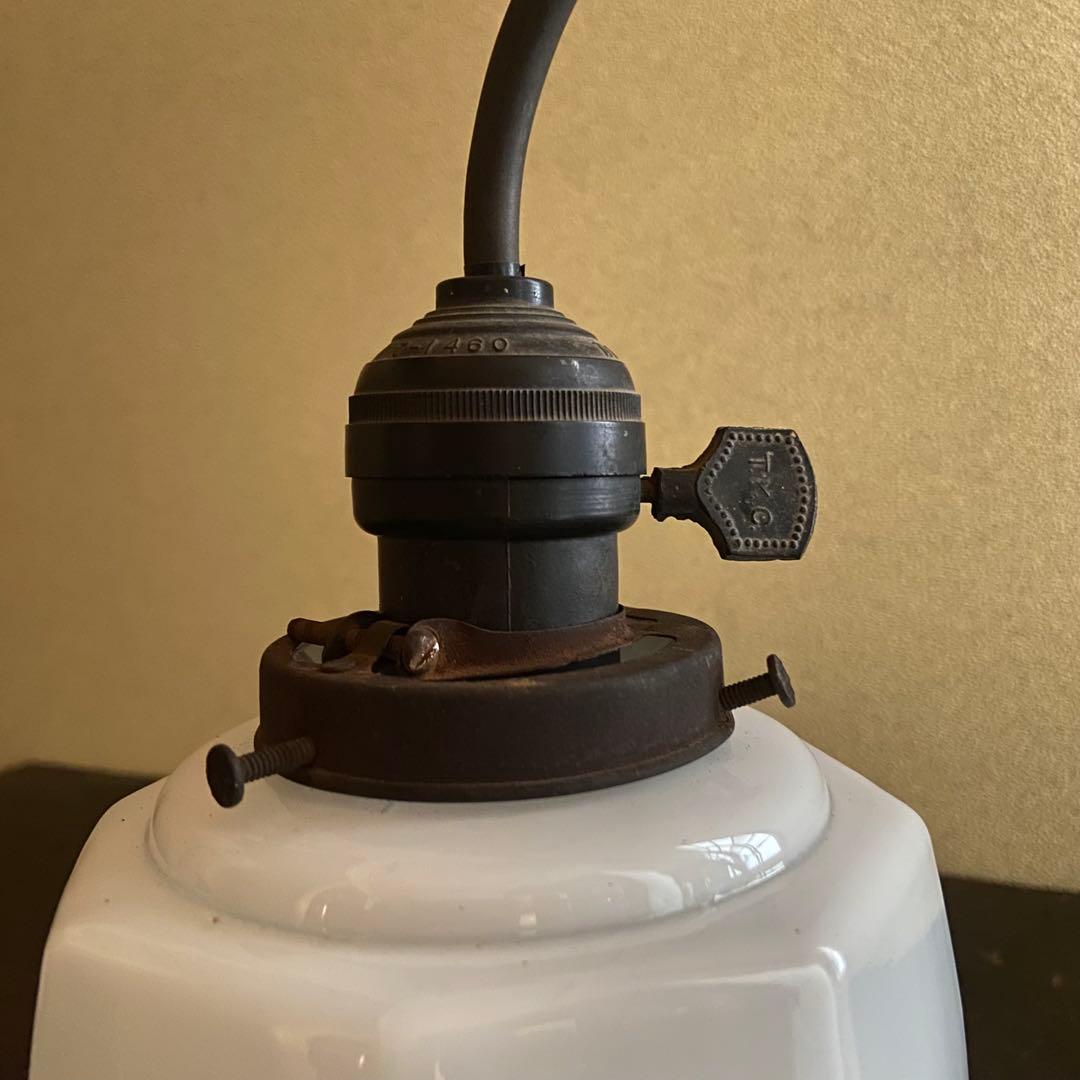 大正ロマン　アンティーク照明　乳白ガラス　八角シェード　レトロ