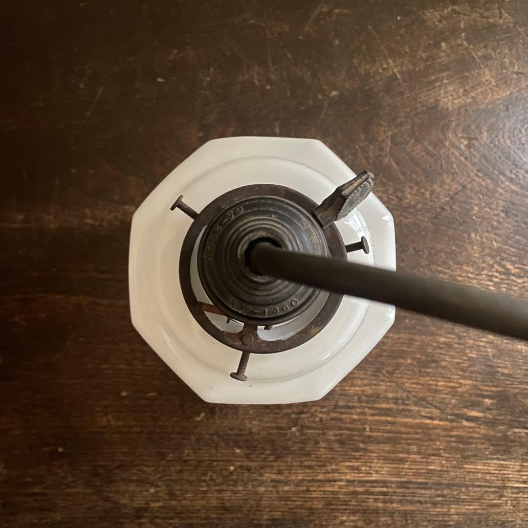 大正ロマン　アンティーク照明　乳白ガラス　八角シェード　レトロ