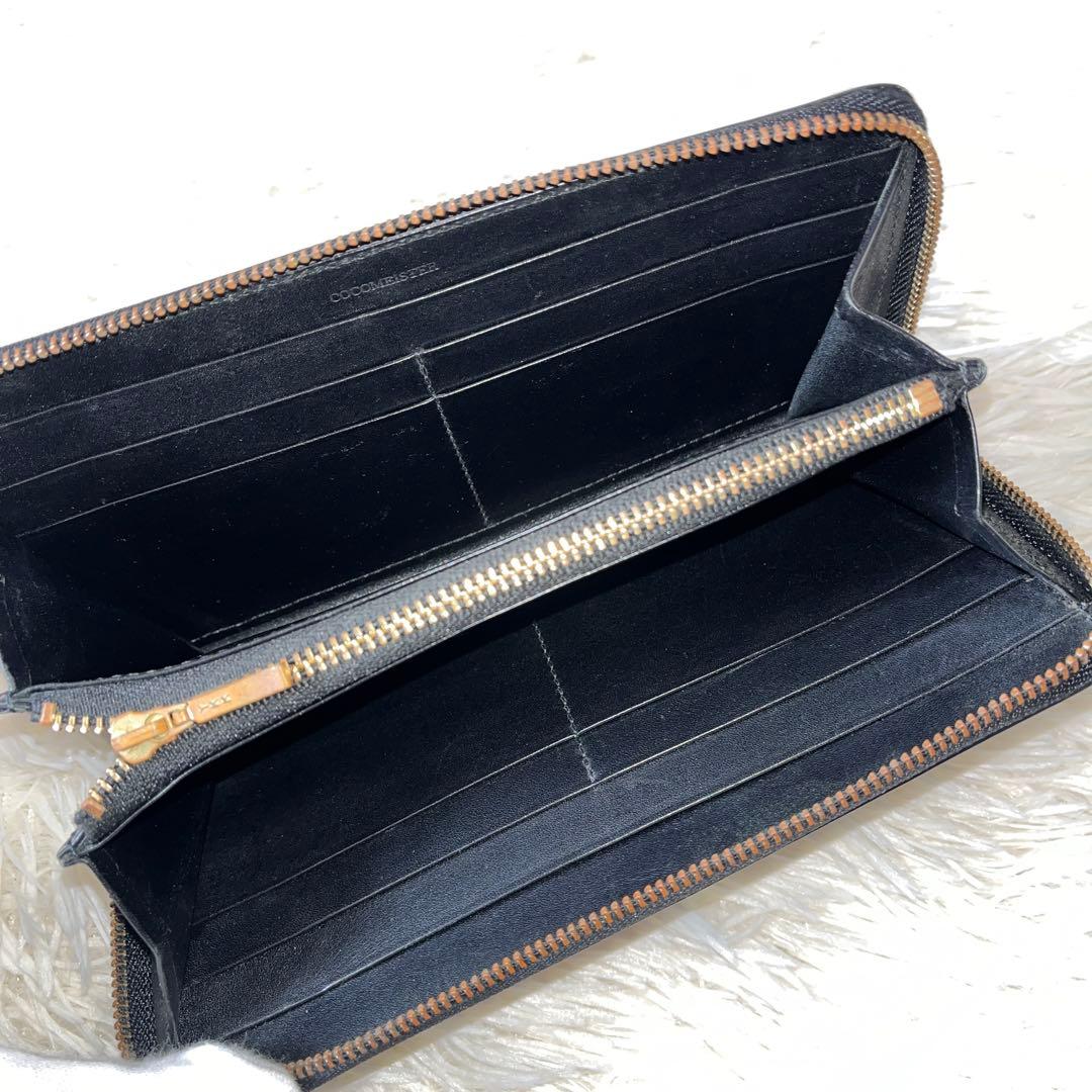 美品✨ココマイスター 長財布 ラウンドジップ　ブラック　レザー