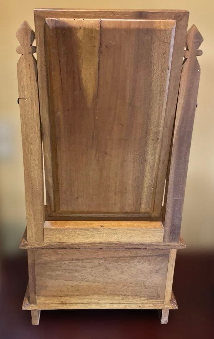 木製　ミラー付きミニチェスト　アンティーク　アクセサリー収納　ドレッサー　鏡台