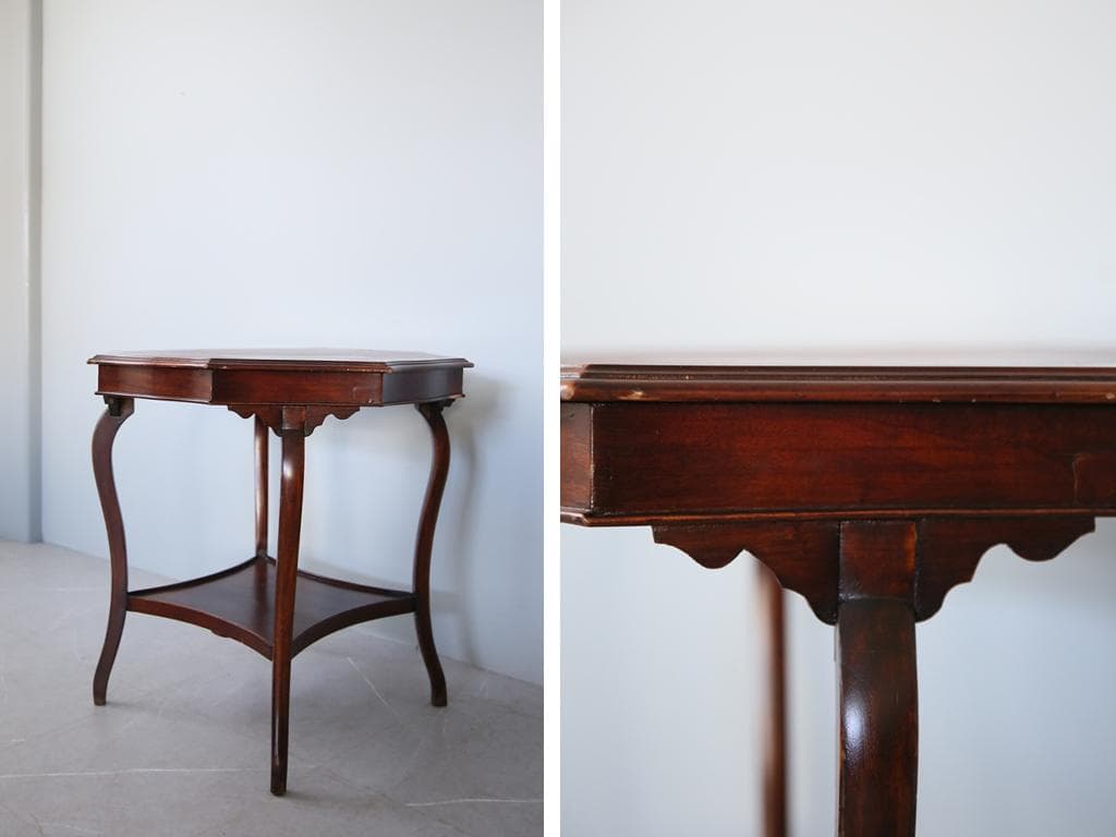 英国アンティーク木製サイドテーブル/オケージョナル/作業机/飾り棚(91-230